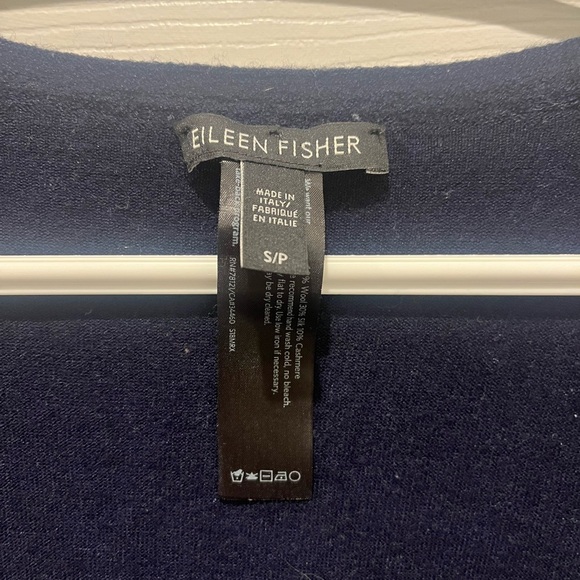 Eileen Fisher Blue Lightweight Open Cardigan Sweater Wool Silk Cashmere Small - Picture 5 of 6